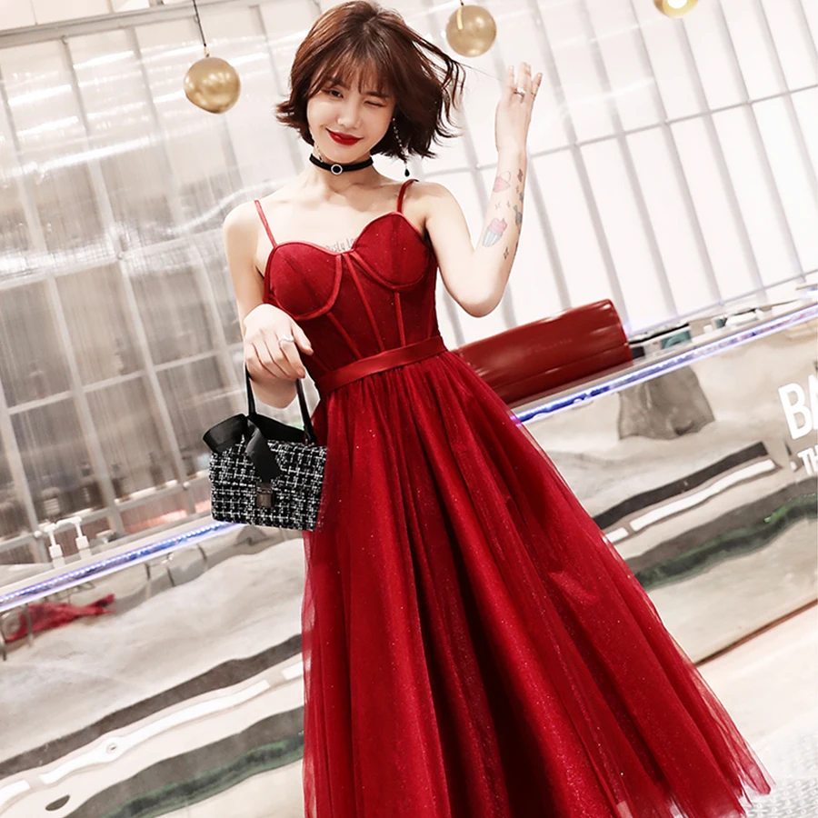 Это Yiiya платья на выпускной для девочек Слинг без бретелек женские вечерние платья бордовый Элегантный Плюс Размер чай длина формальное платье E1277
