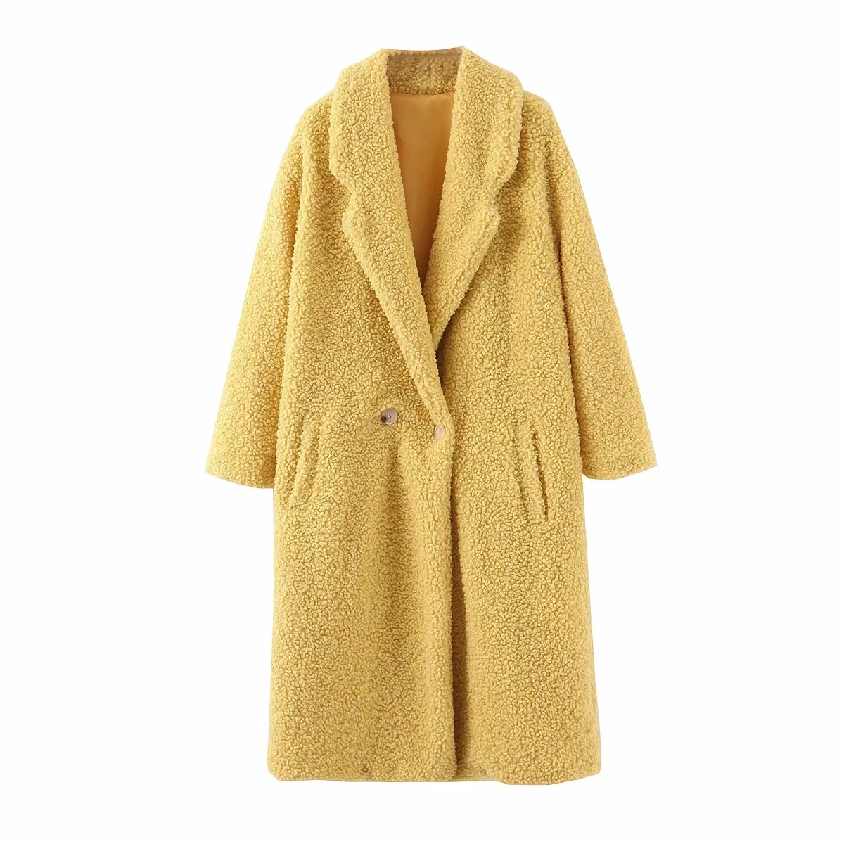 Теплое зимнее пальто для женщин kawaii плюшевое пальто винтажное желтое пальто из искусственного меха женская меховая куртка больших размеров Верхняя одежда уличная одежда - Цвет: yellow