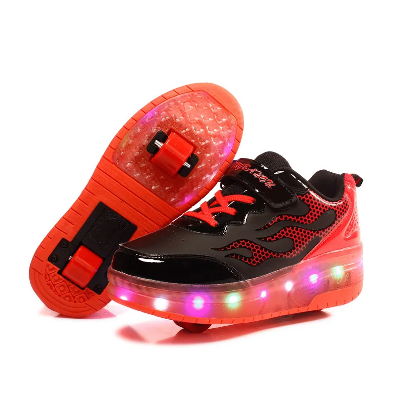 

RISRICH Kids LED roller shoes wheelie glowing luminous light up sneakers with on wheels kids rollers skate shoes for boys girls