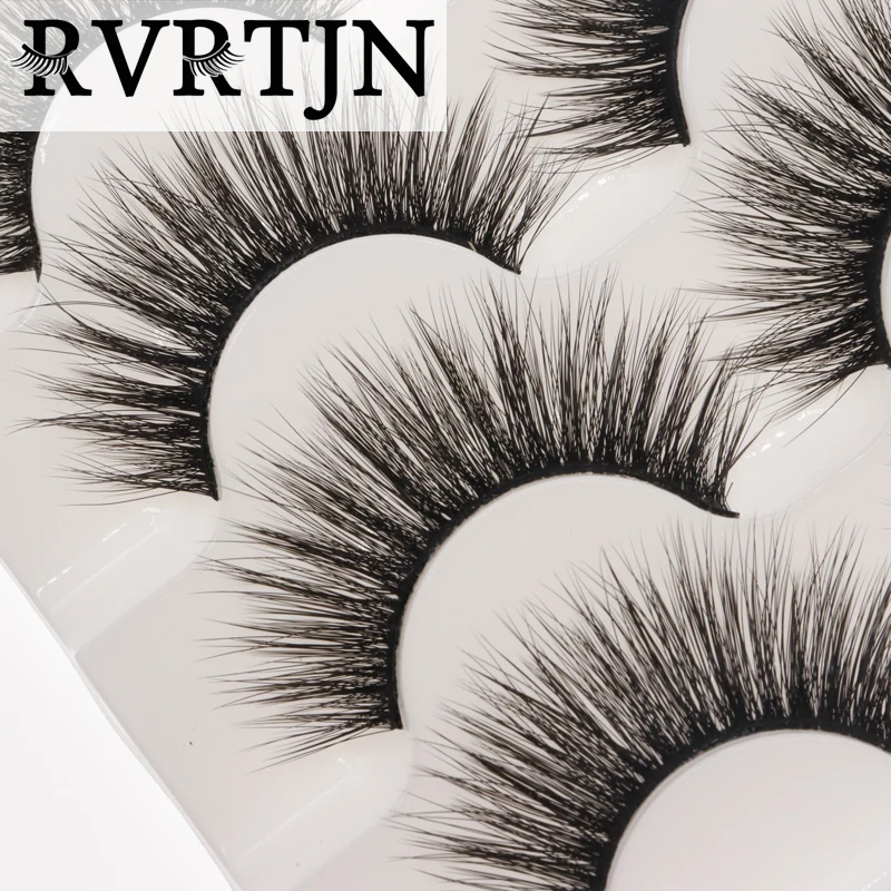 

5 pairs of mink hair false eyelashes handmade false eyelash makeup tools, extend eyelashes