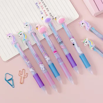 

36 pcs/lot Rainbow Unicorn Flamingo 4 Colors Ballpoint Pen Cute press ball pens School Office writing Supplies Stationery Gift