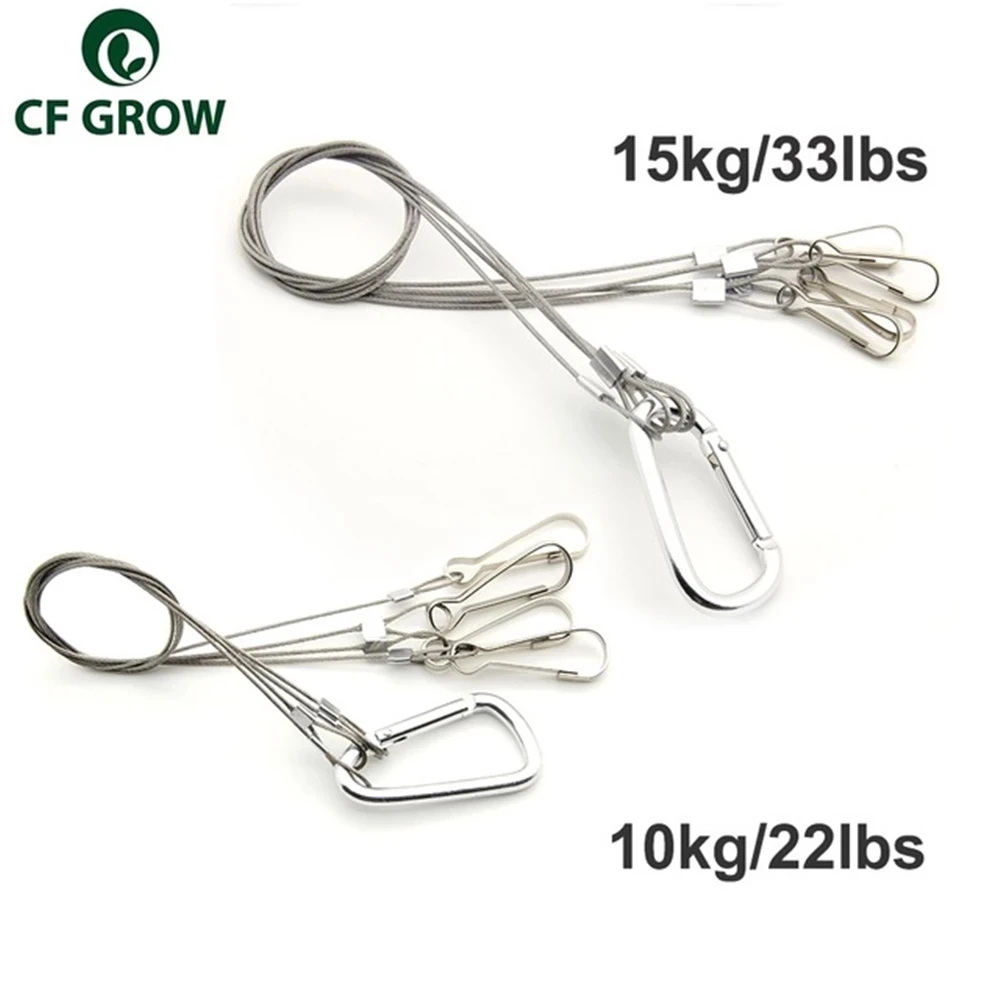 Light Suspension Kit Stainless Steel Lanyard Hook Galvanized Steel Cable Hang Fixture 10 / 15kg 22 / 33lb For Lamp Growth Lights