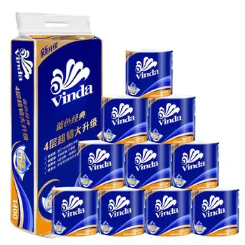 

4 Plys Toilet Paper Roll Tissue White High Quality Roll Paper In Bathroom Paper Towel 10 Rolls