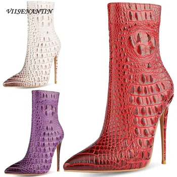 

High-end Customized European American Sexy Short Boots 12cm Super High Stiletto Personality Large Size Trendy Boots Women Shoes