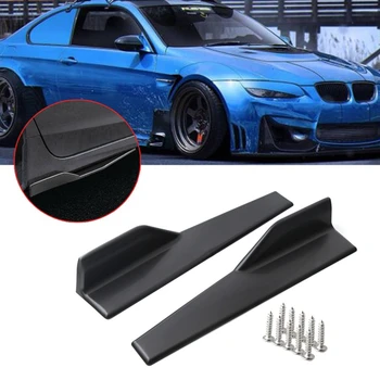 

1 Pair Universal 45cm Carbon Fiber Black Side Skirt Rocker Splitters Winglet Wings Canard Diffuser With 10 Screws