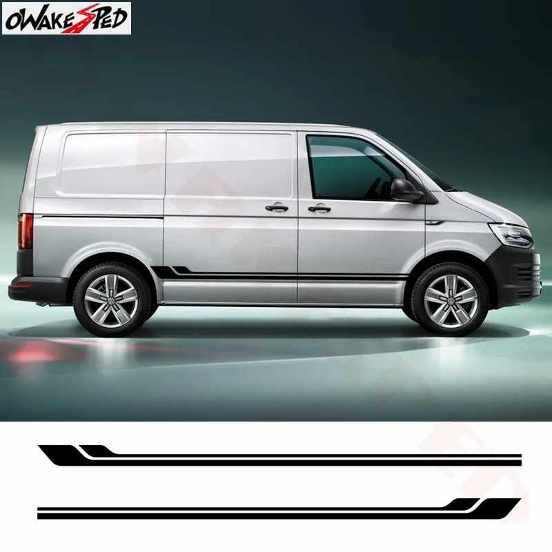 

2pcs Car Stickers Side Stripes Graphics Vinyl Decals Auto Body Decor Decals For Volkswagen Transport T4 T5