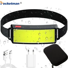 

2022 Strong Power COB LED Headlight USB Rechargeable Headlamp Portable Waterproof Head Lamp Built-in Battery Head Light
