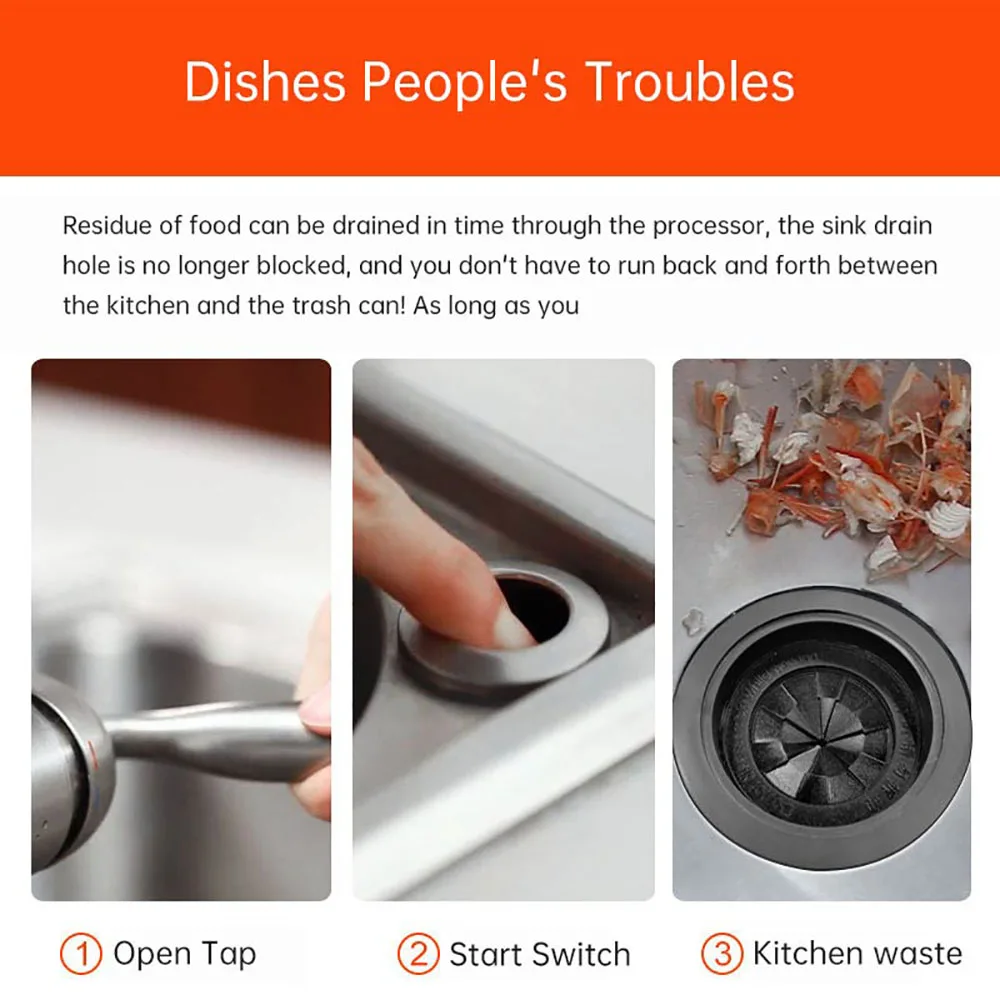 Kitchen Food Waste Disposers Garbage Processor Stainless Sink Household Shredder Accessories Wet Convenience Utility Artifact 5