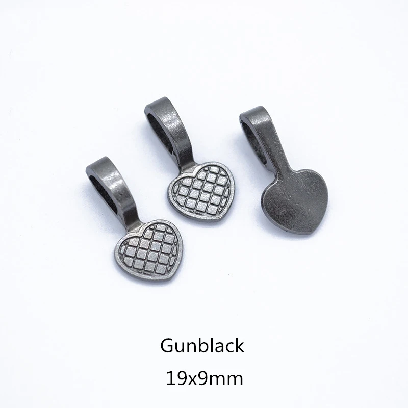 Gunblack 20 шт. сердечный соединитель шармы Клей-на плоском коврике Бейл коврик кулон «плитка» Bails Кабошон Установка для DIY ювелирных изделий - Цвет: Gunblack