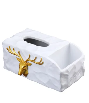 

Nordic Ins Multi-purpose Tissue Box Remote Control Jewelry Key Storage Box Creative Golden Elk Living Room Home AccessoriesLF981
