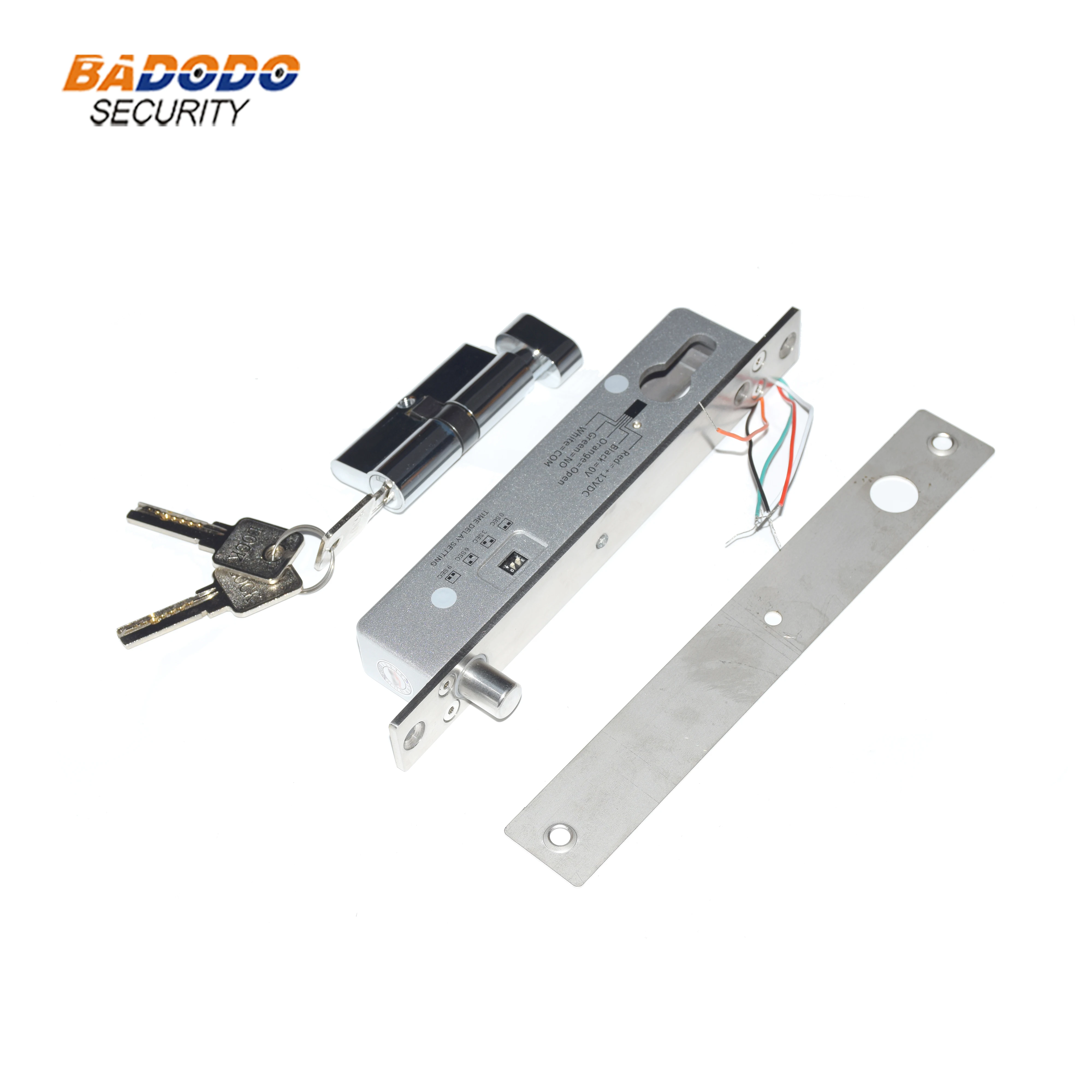 

DC 12V Fail Secure Electric Bolt lock With Mort Lock Cylinder power to unlock emergency mechanical key