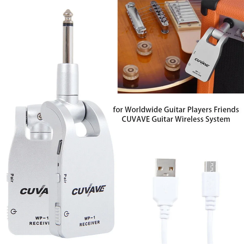 Wireless Guitar System Transmitter Receiver Built-in Rechargeable Battery 30 m Transmission Range Universal Electric Bass