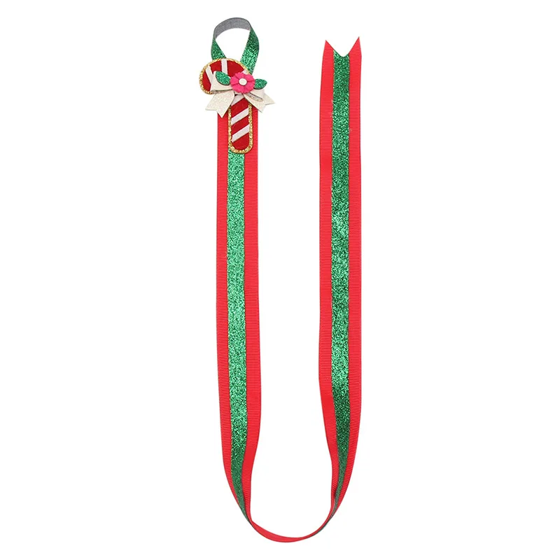 CN 10 Pcs/lot 60CM Glitter Christmas Hair Bows Holder Grosgrain Ribbon Band With Cartoon Snowman Characteristic Hair Accessories - Цвет: 3