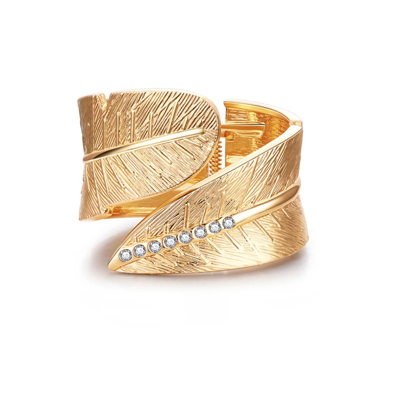 Bangles Leaves Crystal Jewelry Gold Color Womens Charm Bangle Bracelet For Gift New Fashion cuff bracelets bangle bracelet crystal bracelets