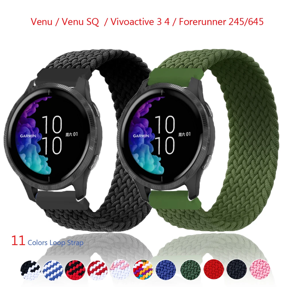 

Нейлоновый ремешок для наручных часов Garmin CAME SQ/CAME, эластичные браслеты для garmin Vivoactive 3 4 Forerunner 245 645, плетеные браслеты