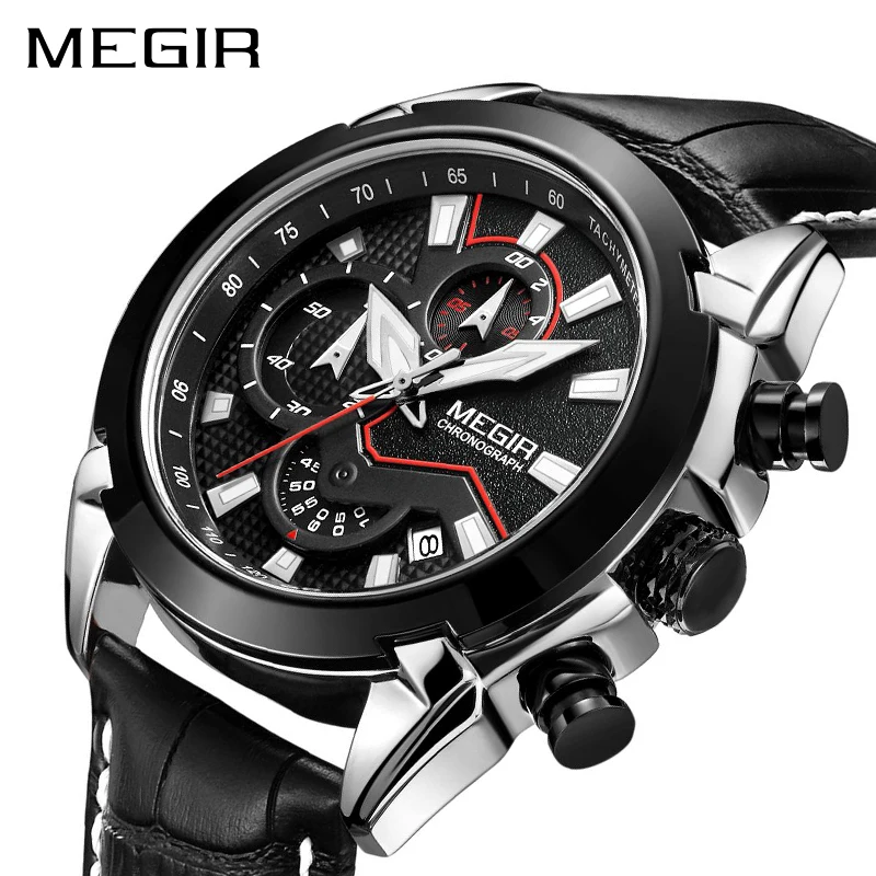 

MEGIR Chronograph Sport Watch Men Luxury Creative Quartz Wrist Watches Clock Men Relogio Masculino 2065 Army Military Wristwatch