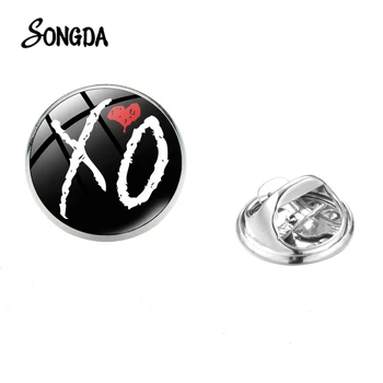 

XO Love Heart Hippie Pattern Brooch The Weeknd Singer Stainless Steel Cabochon Backpack Pins Badge Clothing Accessories