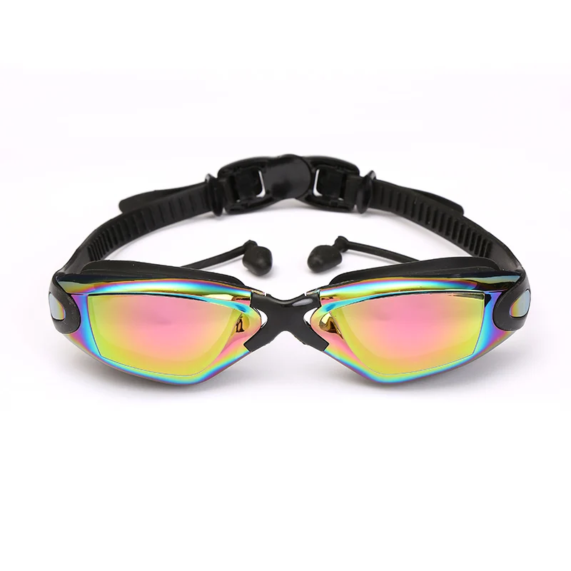 Black Swimming Goggles Professional Durable Silicone Swimming Goggles Anti-fog Anti-UV Waterproof adult arena Swimming Glasses colored - Цвет: Black