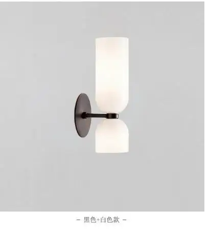 Black With White Современный светодиодный настенный светильник для гостиной настенные бра скандинавские Стеклянные Настенные светильники прикроватные светильники для спальни светильники для прохода - Цвет абажура: Black With White