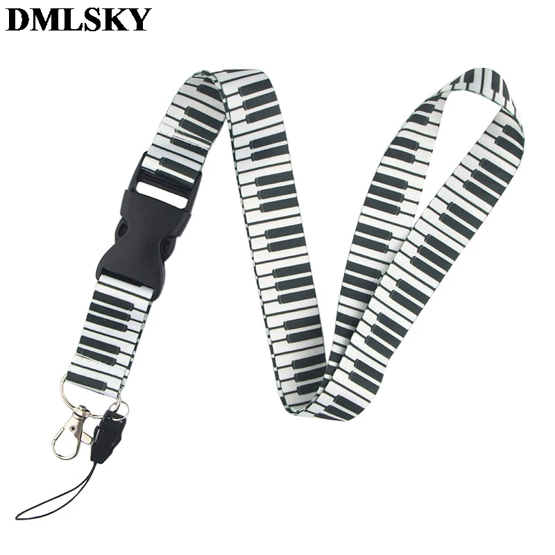 DMLSKY Фортепиано Музыка шнурок для ключей ремешки для ключей значок ID Мобильный телефон Веревка шеи ремешки подарки M3828