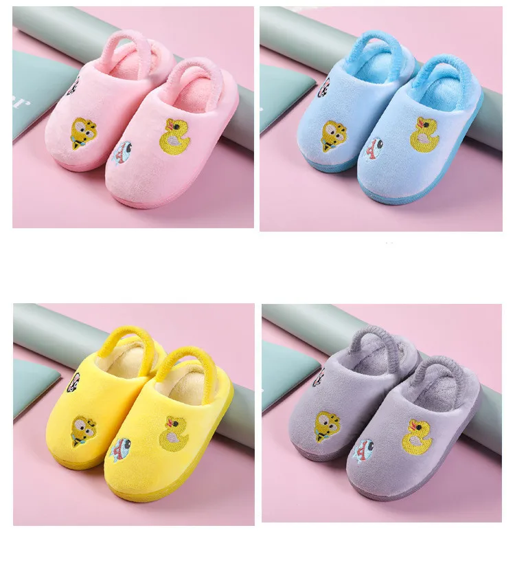 Winter Slippers for Boy Girl Duck Cartoon Cute Warm Flat Shoes Children Non-Slip Home Indoor Fashion Kids Slides Flip Flops girl princess shoes