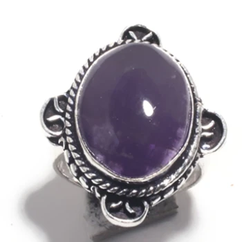 

Genuine Amethyst Ring Silver Overlay over Copper ,Hand Made Women Jewelry gift , Size: 8 , R6726