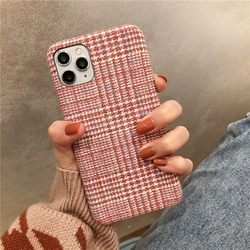 Fabric Phone Plaid Phone Case Iphone Luxury Solid Warm Cloth