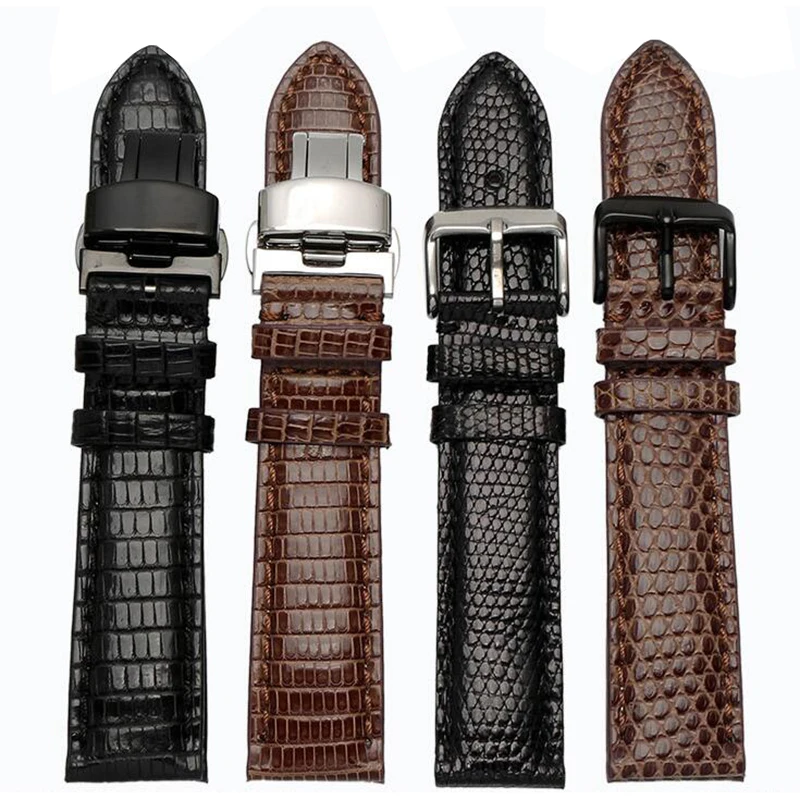 Кожаные ремешки для часов lizard черные коричневые водонепроницаемые 12 мм 14 16 18 20 22 |