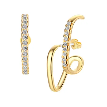 

CZ Pave Flashing Ear Stud Earrings Asymmetry Geometric Cubic Zirconia Girls Women Jewelry
