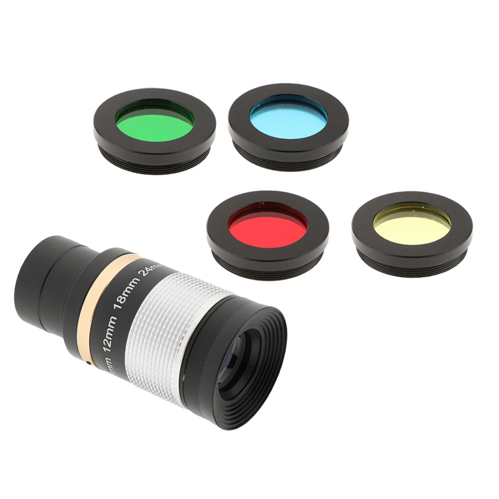 1.25'' 31.7mm 8-24mm  Eyepiece Multi Coated Optic Lens for Telescope Skywatcher Astronomy + 4 Pcs Lens Color Filter Set