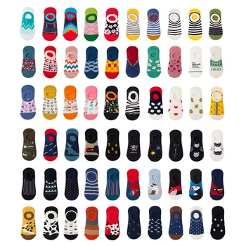 

Funny Cotton Happy Invisible Summer Boat No Show Socks Non-slip Men Women Short Low Sock Slippers Silicone Ankle Cool Skate Sock