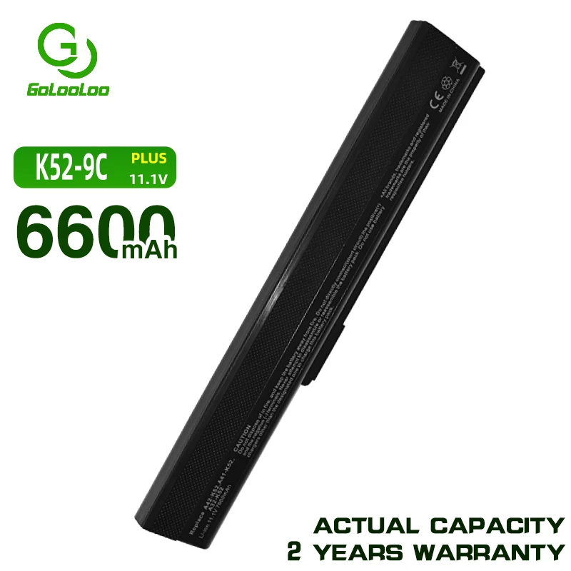Golooloo 6600 мАч аккумулятор для ноутбука ASUSA52j A31-B53 A31-K52 A41-K52 A42-K52 K52L681 A42f A42j A52f A52D F85 F86 k42