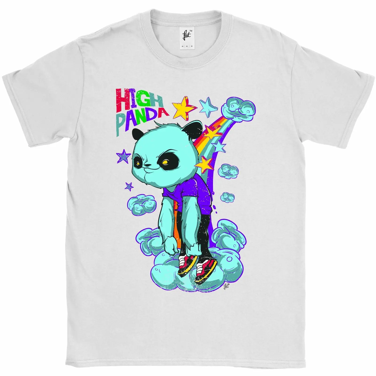Panda High Floating In Clouds Stars Stoned Мужская футболка Летняя мужская мода TeeComfortable Футболка