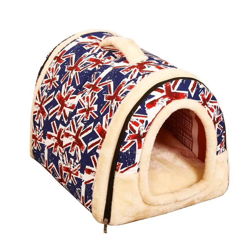 Pet Dog House Nest With Mat Foldable Pet Dog Bed Cat Bed House For Small Medium Dogs Travel Kennels For Cats Pet Products - Цвет: As The Picture