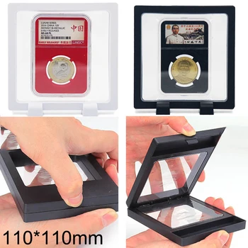 

Banknote Stamp Coin Display Holder Collection Container Storage Box 110*110mm coins displaying fame stand