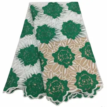 

Latest High Quality African Tulle Lace Fabric 2019 White, green Aso Ebi Style Guipure Lace Fabric with 3d Lace Fabric Flowers