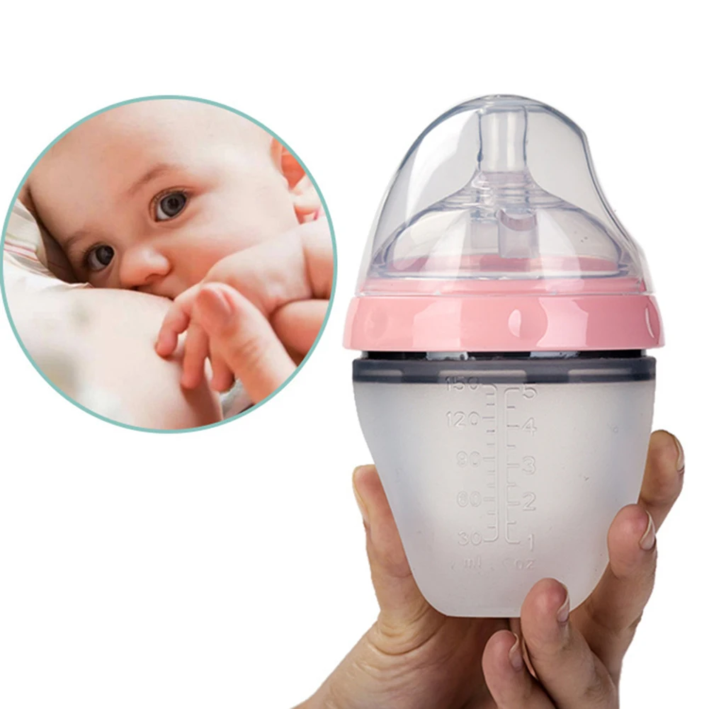 Baby Milk Bottle Baby Breast milk Bottle Wide Neck Silicone NIpple Feeding Weaning Milk Container Breast Milk Weaning Artifact