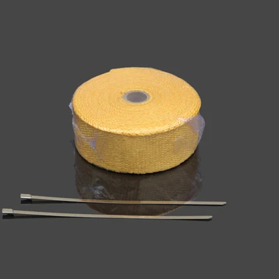 

Hot New 15M High Temperature Header Manifold Exhaust Wrap Fiberglass Roll Yellow