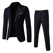 Costume 2 pièces pour homme, blazer, couleur unie, manches longues, revers, bouton fin, grande taille, Business, nouvelle collection, 2021 