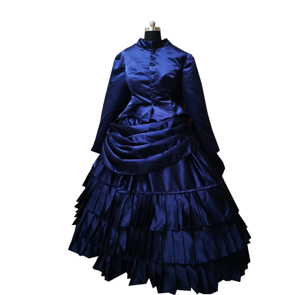 

New blue Vintage costumes 18th Duchess Retro medieval Renaissance Reenactment Theatre Civil war Victorian dress D-368