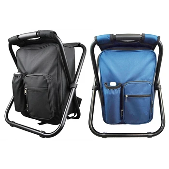 

2 Pcs Backpack Chair Portable Camping Stool Foldable Chair with Double Layer Oxford Fabric Cooler Bag for Fishing Camping House