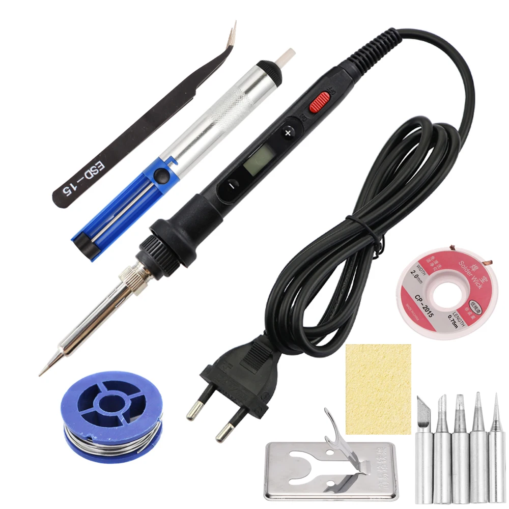 hot stapler plastic welder AdjustableTemperature With Switch Electric Soldering Iron 80W Digital Display 220V Welding Tool Desoldering Pump Repair Tools soldering irons & stations Welding Equipment