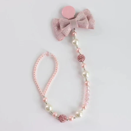 pink bow На заказ стеклянные хрустальные детские соски с зажимами, бисероплетение, бриллиантовый бант, соски с цепочкой для новорожденных, детские подарки на день рождения, сувенир - Цвет: pink bow