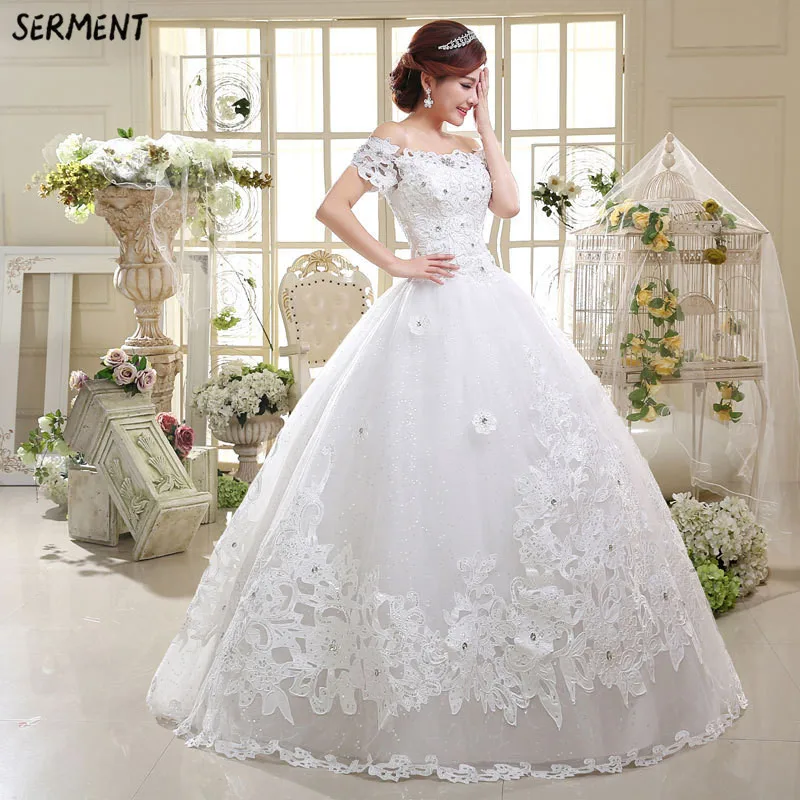 

SERMENT The Main Wedding Dress New Tail Dress Female Bride Wedding Princess Simple Thin Word Shoulder Light Wedding Super Fairy