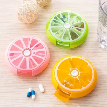 

Portable Round Shape Small Medicine Pill Box Portable 7 Days Weekly Travel Medicine Holder Tablet Storage Case Container