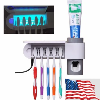 

Toothbrush Sterilizer Holder Automatic Toothpaste Dispenser Cleaner Disinfection