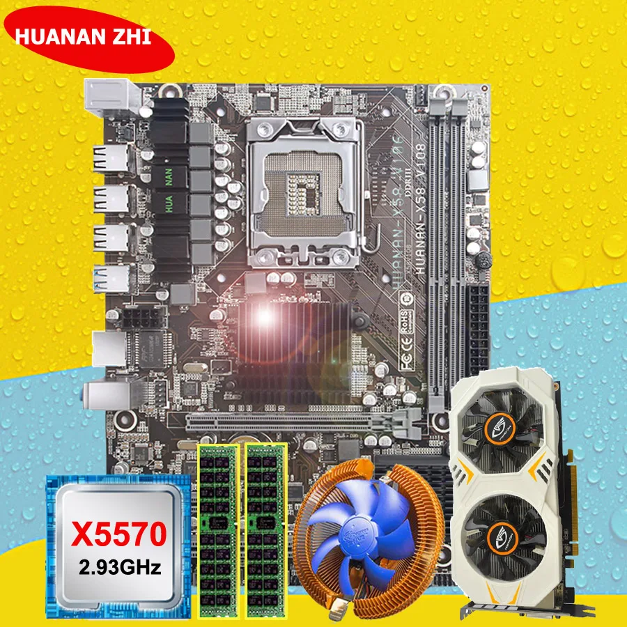 HUANANZHI motherboard bundle discount X58 motherboard with Xeon CPU
X5570 2.93GHz RAM 16G(2*8G) REG ECC video card GTX750Ti 2G