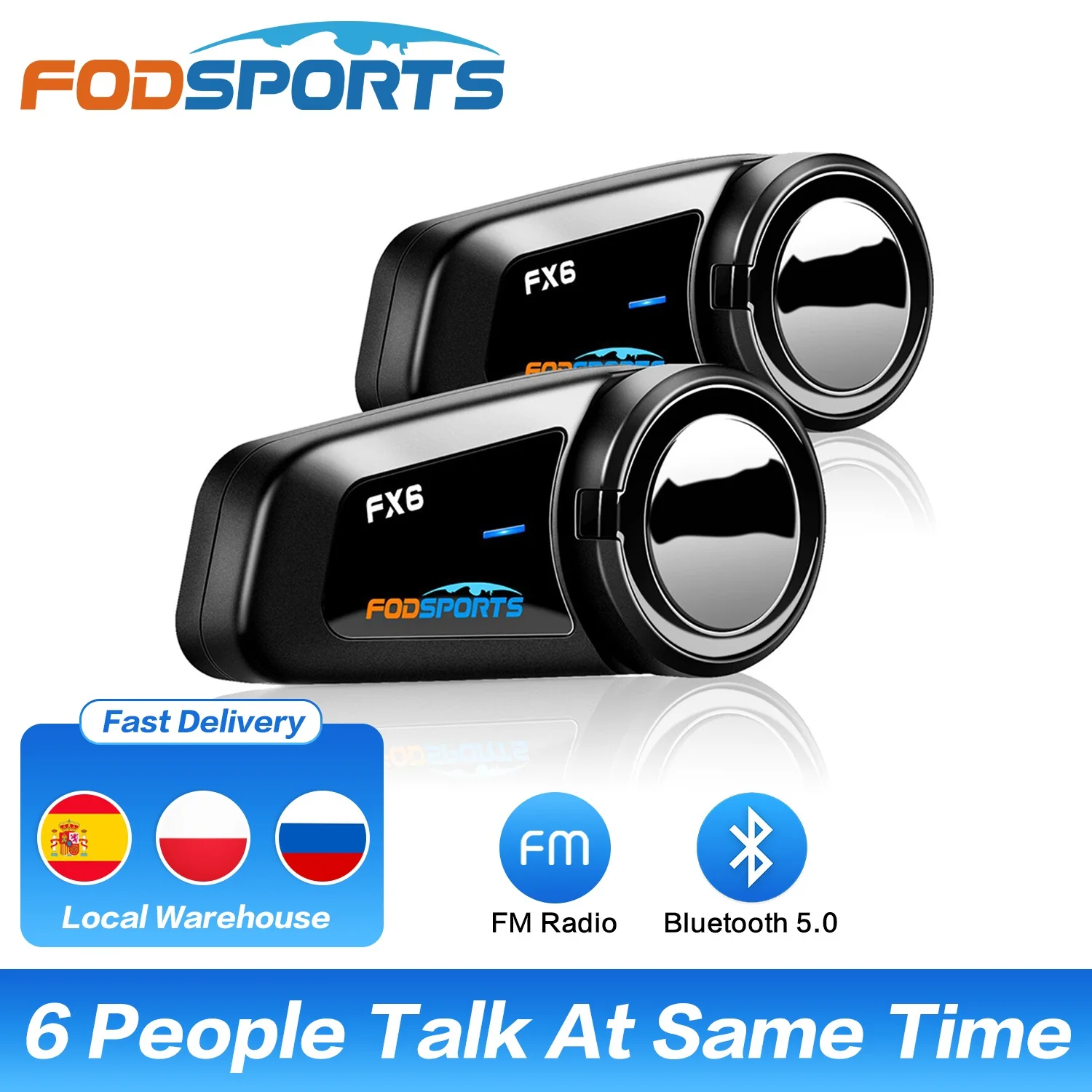 Sports 2 pcs FX6 interfono per casco Moto Bluetooth cuffia per casco 6 Rider  1000m interfono Moto Intercomunicador FM BT 5.0|Helmet Headsets| -  AliExpress