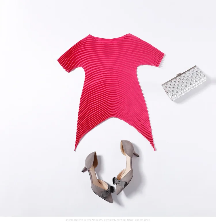 Новинка, пуловер с круглым вырезом, футболка, простая свободная одежда Miyake fold top