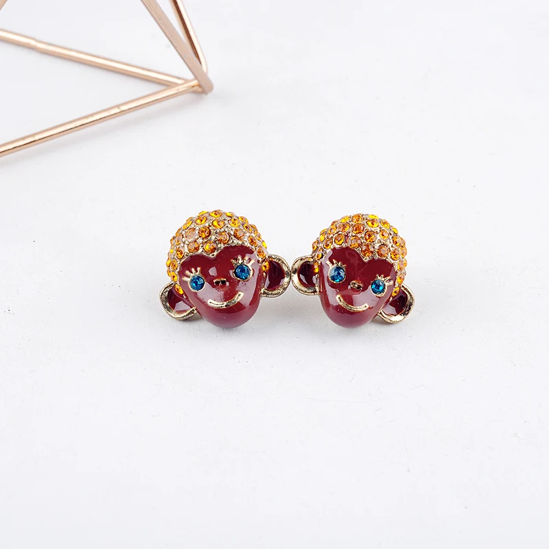 Африканские серьги с обезьяной, коричневые эмалированные милые серьги-гвоздики в виде животных для женщин, модные ювелирные изделия